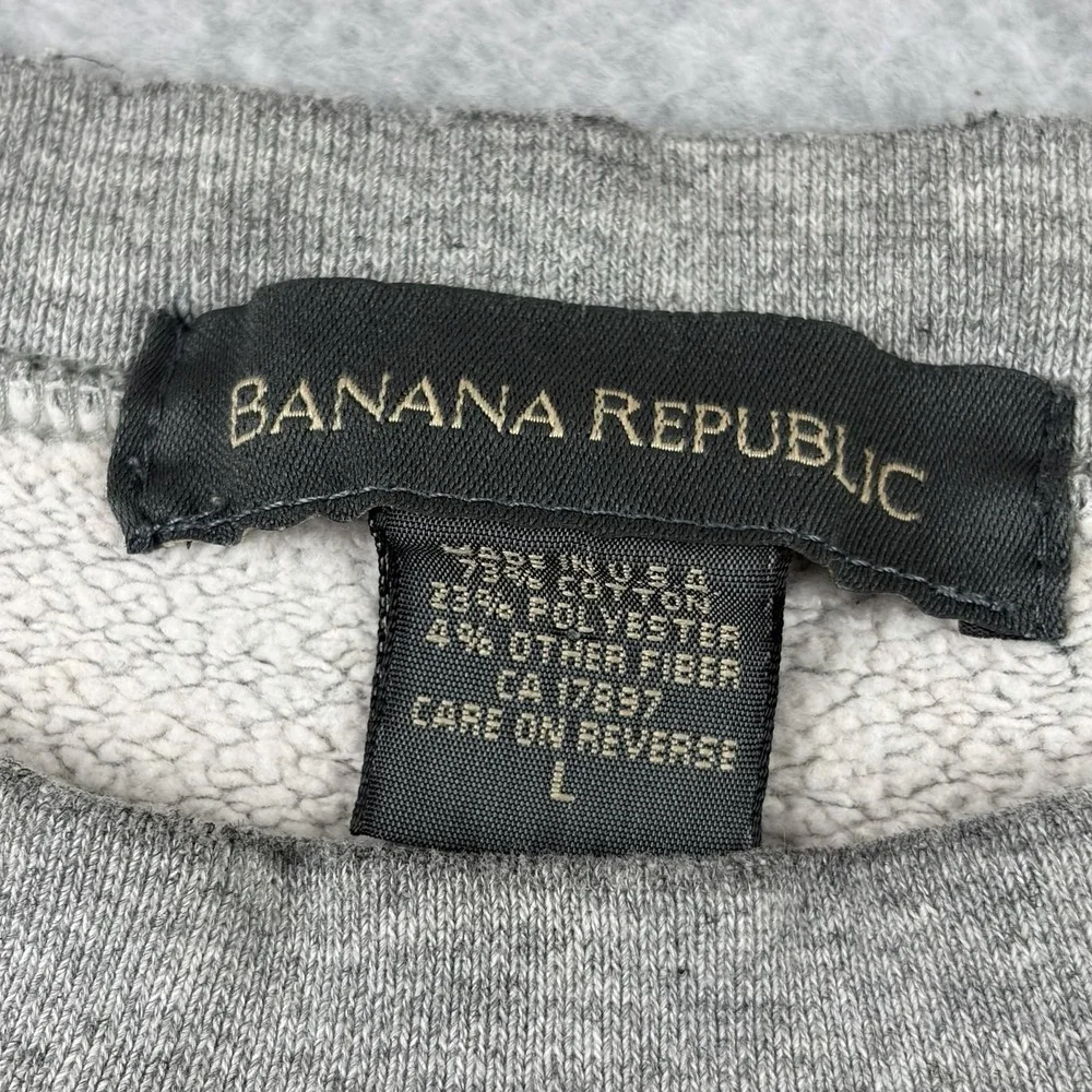 Vtg‎ Banana Republic Sweatshirt Mens Large Gray Embroidered Distressed 90s USA